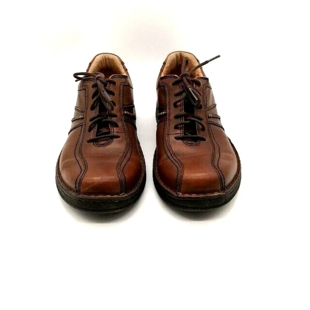 Clarks Mens Derby Shoe Brown Leather Lace Up Round Toe Padded 8.5